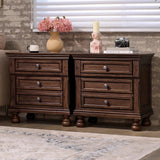 LUXOAK Fully Assembled Solid Wood Nightstand Set of 2 with Storage Drawers