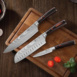 Kazutoku 3 Piece Kitchen Knife Set, High Carbon Stainless Steel Professional Chef Knife Set with Ultra Sharp Blade, Sharp Knives Set with Ergonomic Pakkawood Handle