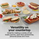 Hamilton Beach Panini Press Sandwich Maker & Electric Indoor Grill with Locking Lid, Opens Wide to Fit Any Thickness for Quesadillas, Burgers & More, Nonstick 8" x 10" Grids, Red (25462Z)