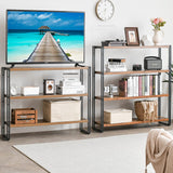 Bookshelf,4-Tier Industrial Bookcase,Rustic Wood and Metal Open Display Book Shelves Home Office