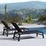 PURPLE LEAF Patio Lounge Chairs Set of 2 with Wheels, Adjustable, Navy Blue