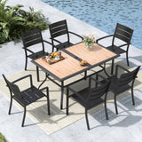 MFSTUDIO Patio Dining Set for 6, Metal Outdoor Table and Chairs Set