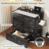 LUXOAK Twin Murphy Cabinet Bed with with Storage & Charging Station