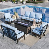 Sophia & William Metal Patio Furniture Set with Fire Pit Table, 7 Seats