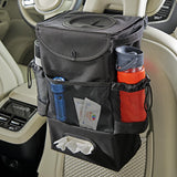 Large Car Trash Can for Back Seat - Car Garbage Bag With Tissue Holder and Bottle Pockets