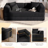 Cloud Boneless Convertible Sofa Bed, 5-in-1 Foldable Compressed High-Density Sponge Sofa, 70" Corduroy Fabric 2 Seater Sleeper Couch Futon Daybed for Living Room Bedroom (Black)
