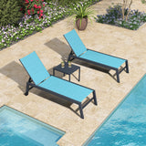 PURPLE LEAF Patio Chaise Lounge Chairs 4 Pieces with Wheels, Turquoise Blue