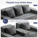 MAXYOYO Sofa Bed, 80-Inch Oversized Boneless Loveseat, 2 Cup Holders
