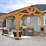 Backyard Discovery Arlington 12' x 12' Cedar Wood Outdoor Gazebo Pavilion with Hardtop Galvanized Steel Peak Roof