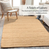 Delara Handwoven Jute and Cotton Area Rug - Natural Rug, Farmhouse Accent Rug for Living Room, Bedroom, or Entryway - Sustainable, Flatweave - (9x12 Natural)