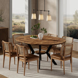 42"-58" Extendable Oval Dining Table for 4-6, Kitchen Round Table with Hidden Leaves & Storage Shelf, Space Saving Modern Design with Sturdy Metal Legs for Kitchen, Dining Room & Small Apartments