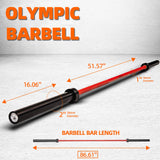 Fitvids 7ft Olympic Barbell 45LBS for Weightlifting and Powerlifting, 2 Inch Strength Training Bar with Needle Bearings, Red