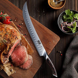 HOSHANHO Carving Slicing Knife, 12 Inch Japanese High Carbon Steel Brisket Knife with Ergonomic Pakkawood Handle, Razor Sharp Curved Butcher Breaking Knives for Meat Cutting