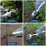 Pink Garden Tool Set 12 Pieces, iHansee Aluminum Gardening Hand Tools with Non-Slip Handle