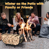 GAVISCITY 30 Inch Firewood Rack Outdoor Indoor with Handle and Log Carrier Bag, Stable Metal Wood Rack Heavy Duty Log Holder for Fireplace Patio Deck, Rustproof Firewood Storage Organizer Tool, Black