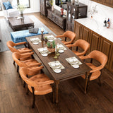 LEEMTORIG Faux Leather Dining Chair with Arms, Solid Wood Dining Chair with Supportive Back, Boss Caption's Chairs Office Desk Chairs, Espresso Legs & Orange PU CY-NX173-318OR