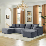 115" Boneless Couch for Living Room, U-Shaped Sectional Cloud Sofa-Grey