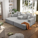 RENDGO 97 Inch Double Chaise Lounge Chair, Light Grey