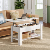 WLIVE Lift Top Coffee Table for Living Room/Dining/Office, Retro White