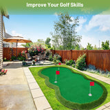 Golf Putting Green, 5x10ft Thickening Golf Putting Mat Professional Practice Training Mat with 3 Cups, 3 Flags and Realistic Turf, for Indoor Outdoor Home Backyard, Ideal Gift for Men Golfers Dad