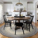 Super Area Rugs Braided Rug Round 8ft Farmhouse Kitchen Rug - Ridgewood Gray Braided Carpet for Living Room - Reversible - Indoor/Outdoor - Made in USA - Graphite/Beige, 8' Round