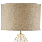 Possini Euro Design Cosgrove 32 3/4" Tall Oval Large Mid Century Modern Coastal End Table Lamps Set of 2 White Ceramic Living Room Bedroom Bedside Nightstand House Beige Shade (Colors May Vary)