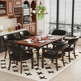 LEEMTORIG Faux Leather Dining Chairs with Arms, Solid Wood Dining Chair with Supportive Back, Game Poker Table Chairs, Boss Caption's Chairs Office Desk Chairs, Cherry Walnut Legs & Black PU NX173D