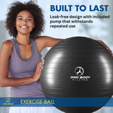 ProBody Pilates Exercise Ball - Multiple Sizes Gym Grade Balance Ball for Fitness, Workout, Pregnancy & Physical Therapy, Stability Yoga Ball Chair (Black, 65 cm)