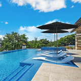 Midtown Umbrellas Push & Pop 10 Ft Patio Umbrellas with Push & Pop Mechanism, 8 Fiberglass Ribs & Sunbrella Fabric – Outdoor Umbrella for Deck, Pool, Cafés and Hotels – Black Canopy, Silver Pole