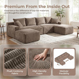 115" Boneless Couch for Living Room, U-Shaped Sectional Cloud Sofa-Camel