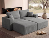 Modular Sectional Sofa Bed with Ottoman, 79" Boneless Cloud Couch, Gray