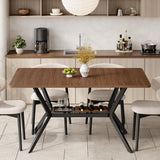 55 inch Dining Table for 4-6, Rectangle Kitchen Table with Storage Shelf