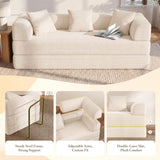 89" Cloud Boneless Convertible Sofa Bed, 5-in-1 Foldable Compressed High-Density Sponge Sofa, Corduroy Fabric 3 Seater Sleeper Couch Futon Daybed for Living Room Bedroom (Beige)