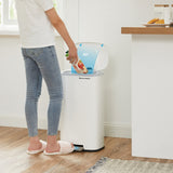 Trash Can with Lid, 8 Gallon Garbage Can, Stainless Steel Small Waste Bin with Step Pedal