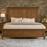 LUXOAK Solid Wood Queen Bed Frame, Traditional Wooden Platform Bed