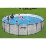Bestway Steel Pro MAX 18' x 48" Above Ground Pool, Round Metal Frame Outdoor Swimming Pool Set with Filter Pump, Ladder, and Cover, Stack Stone