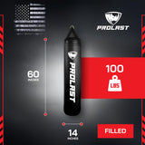 PROLAST Heavy Punching Kicking Bag, Black, 5ft, 100 lbs