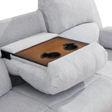 MOOLSUN Living Room Furniture Set Corduroy Recliner Compartments and Cup Holders Reclining for Home Theater/Office（A-Grey White Microfiber,3 piece Set）
