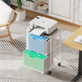 Sbanmao Letter/Legal Rolling File Cabinet, Rolling File Cart with 2 Drawers Filing Cabinet for Home Office, Hanging File Folders Organize, White