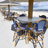 PURPLE LEAF Counter Bar Stools 25" Set of 2 French PE Rattan, Royal Blue