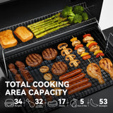 Royal Gourmet CC1830SC Charcoal Grill Offset Smoker with Cover, 823 Square Inches, Black, Perfect for Backyard Cooking, Outdoor Camping