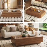 47.2–81.8" Mid Century Modern Square Coffee Table, Walnut