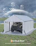 GarveeLife 11'x20'x9' Vertical Roof Metal Carport, Enclosed Car Ports with Heavy Duty Steel Frame, for All-Weather, for Full-Size Pickup Trucks, Boats, and Tractors
