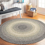 Super Area Rugs Braided Rug Round 10ft Farmhouse Kitchen Rug - Ridgewood Gray Braided Carpet for Living Room - Reversible - Indoor/Outdoor - Made in USA - Graphite/Beige, 10' Round