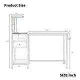 Computer Desk with Power Outlet & Storage Shelves, Study Writing Table