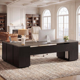 Tribesigns 85.8-Inch L-Shaped Executive Desk with File Drawers, Door Cabinet & Shelves