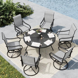 MFSTUDIO 7 Pcs Patio Table and Chairs Set, 54'' Round Metal Table