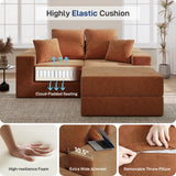 Cloud Modular Sectional Sofa, Comfy Boneless Couch for Living Room, Modern L-Shaped Couch with Reversible Chaise, Customizable Sleeper Sofa with Non Slip, No Assembly & Deep Seat, Orange