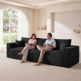 115" Modular Sectional Sofa, 3-Seater Boneless Cloud Couch, Black