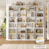 FACBOTALL 72.8" Large Bookshelf, Farmhouse Bookshelf with 8 Doors, White
